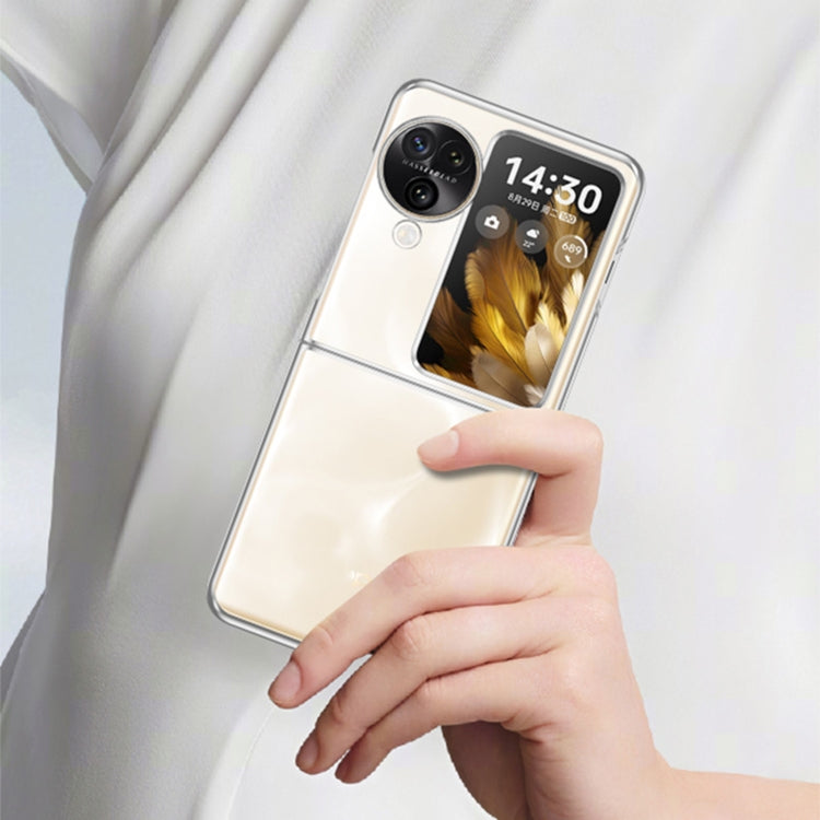 For OPPO Find N3 Flip Full Coverage Electroplate PC Transparent Phone Case(Black) - OPPO Cases by PMC TechLife | Online Shopping South Africa | PMC TechLife | Buy Now Pay Later Mobicred