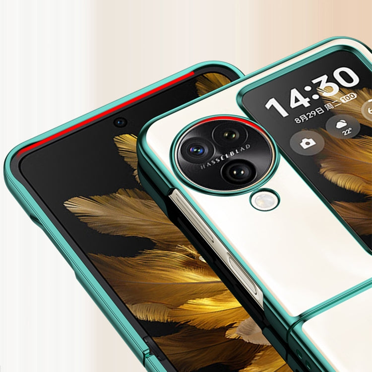 For OPPO Find N3 Flip Full Coverage Electroplate PC Transparent Phone Case(Black) - OPPO Cases by PMC TechLife | Online Shopping South Africa | PMC TechLife | Buy Now Pay Later Mobicred