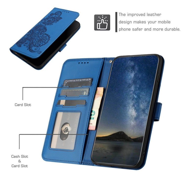 For Motorola Edge 5G 2024 Datura Flower Embossed Flip Leather Phone Case(Blue) - Motorola Cases by PMC Jewellery | Online Shopping South Africa | PMC Jewellery | Buy Now Pay Later Mobicred