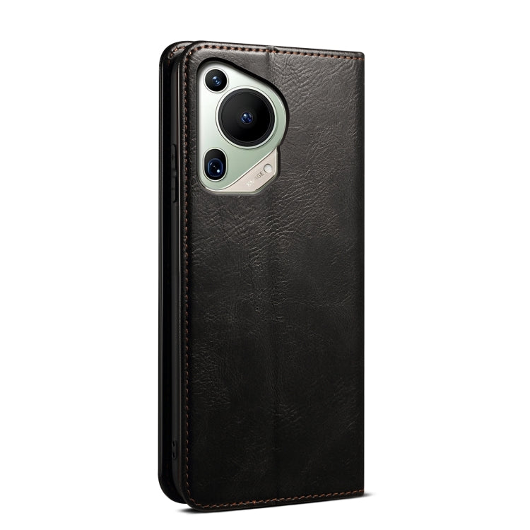 For Huawei Pura 70 Ultra Oil Wax Crazy Horse Texture Leather Phone Case(Black) - Huawei Cases by PMC Jewellery | Online Shopping South Africa | PMC Jewellery | Buy Now Pay Later Mobicred