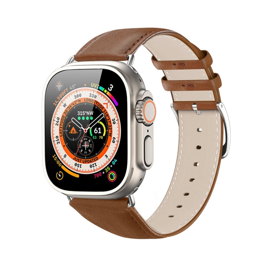 For Apple Watch SE 2023 44mm DUX DUCIS YS Series Genuine Leather Watch Band(Brown) - Watch Bands by DUX DUCIS | Online Shopping South Africa | PMC Jewellery | Buy Now Pay Later Mobicred