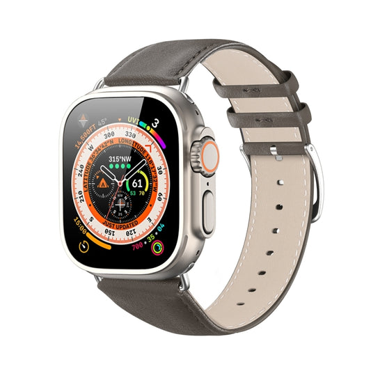 For Apple Watch 8 41mm DUX DUCIS YS Series Genuine Leather Watch Band(Grey) - Watch Bands by DUX DUCIS | Online Shopping South Africa | PMC Jewellery | Buy Now Pay Later Mobicred