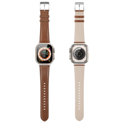 For Apple Watch 7 41mm DUX DUCIS YS Series Genuine Leather Watch Band(Brown) - Watch Bands by DUX DUCIS | Online Shopping South Africa | PMC Jewellery | Buy Now Pay Later Mobicred