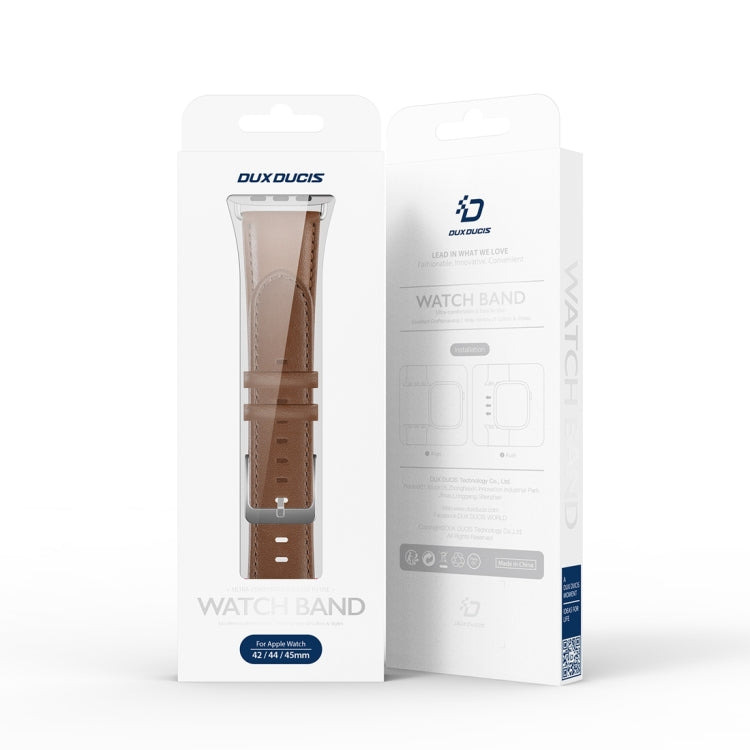 For Apple Watch 7 41mm DUX DUCIS YS Series Genuine Leather Watch Band(Brown) - Watch Bands by DUX DUCIS | Online Shopping South Africa | PMC Jewellery | Buy Now Pay Later Mobicred