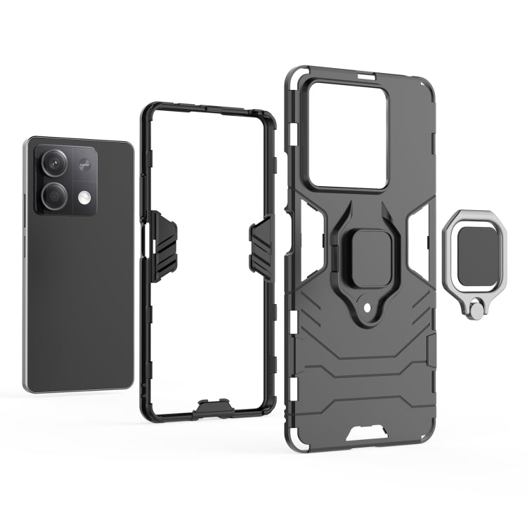 For Xiaomi Redmi Note 13 Shockproof PC + TPU Holder Phone Case(Black) - Xiaomi Cases by PMC TechLife | Online Shopping South Africa | PMC TechLife | Buy Now Pay Later Mobicred