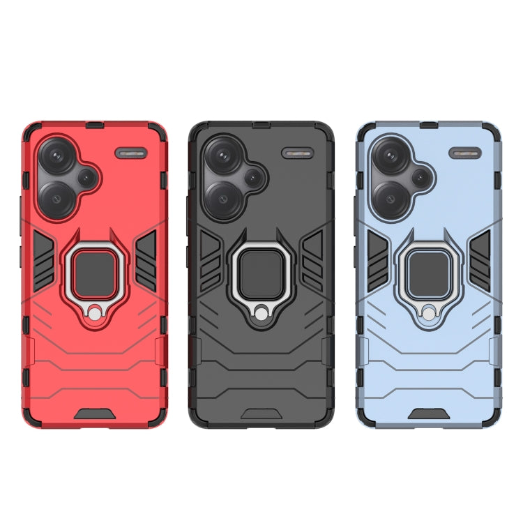 For Xiaomi Redmi Note 13 Pro+ Shockproof PC + TPU Holder Phone Case(Black) - Xiaomi Cases by PMC TechLife | Online Shopping South Africa | PMC TechLife | Buy Now Pay Later Mobicred