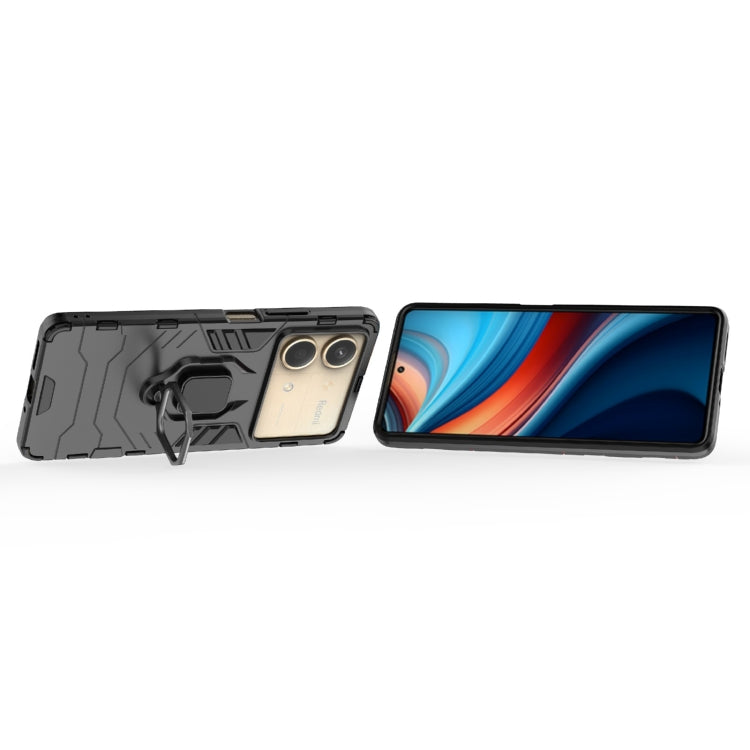 For Xiaomi Redmi Note 13R Pro 5G Shockproof PC + TPU Holder Phone Case(Black) - Xiaomi Cases by PMC TechLife | Online Shopping South Africa | PMC TechLife | Buy Now Pay Later Mobicred