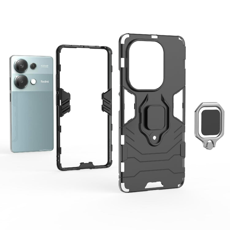 For Xiaomi Redmi Note 13 Pro 4G Global Shockproof PC + TPU Holder Phone Case(Red) - Note 13 Pro Cases by PMC TechLife | Online Shopping South Africa | PMC TechLife | Buy Now Pay Later Mobicred