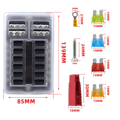 CP-4039 12 Way Fuse Block with 24pcs Fuses and 12pcs Rerminals - Fuse by PMC Jewellery | Online Shopping South Africa | PMC Jewellery | Buy Now Pay Later Mobicred