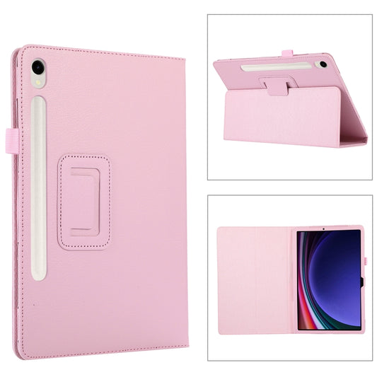 For Samsung Galaxy Tab S9 Ultra Litchi Texture Leather Tablet Case with Holder(Pink) - Other Galaxy Tab PC by PMC Jewellery | Online Shopping South Africa | PMC Jewellery