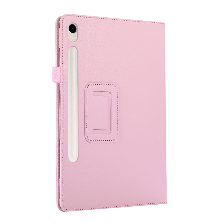 For Samsung Galaxy Tab S9 Ultra Litchi Texture Leather Tablet Case with Holder(Pink) - Other Galaxy Tab PC by PMC Jewellery | Online Shopping South Africa | PMC Jewellery