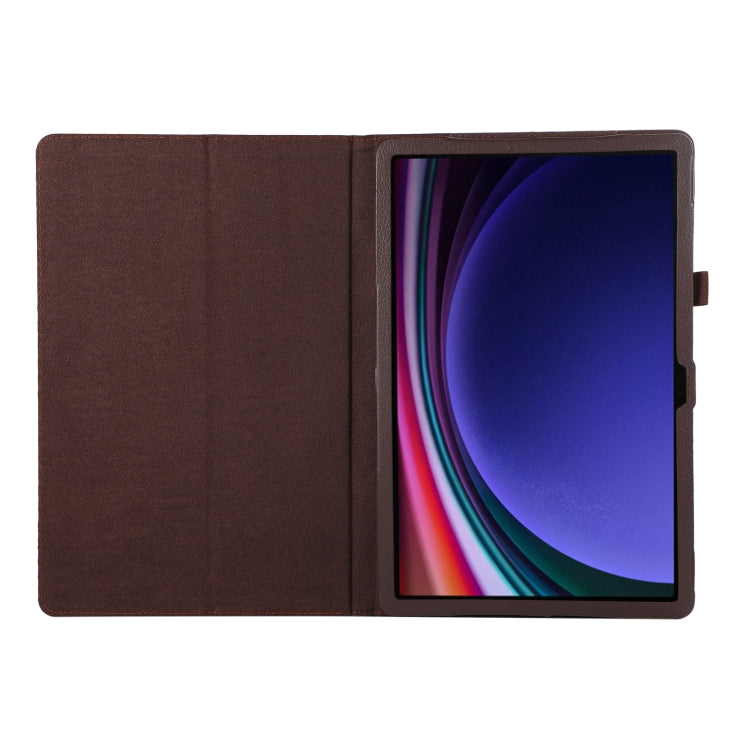 For Samsung Galaxy Tab S9 Ultra Litchi Texture Leather Tablet Case with Holder(Brown) - Other Galaxy Tab PC by PMC Jewellery | Online Shopping South Africa | PMC Jewellery | Buy Now Pay Later Mobicred