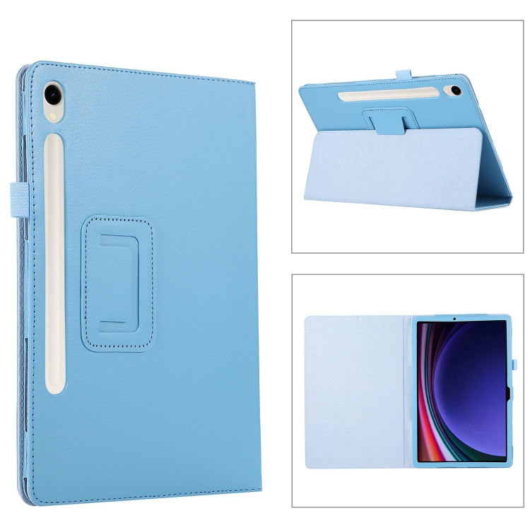 For Samsung Galaxy Tab S9 Ultra Litchi Texture Leather Tablet Case with Holder(Sky Blue) - Other Galaxy Tab PC by PMC Jewellery | Online Shopping South Africa | PMC Jewellery | Buy Now Pay Later Mobicred