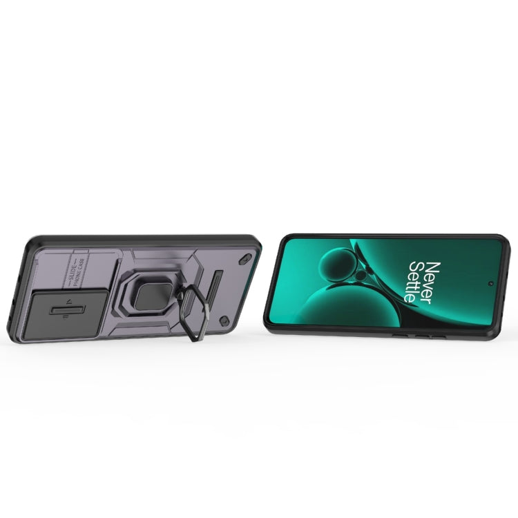For OnePlus Nord CE3 5G Sliding Camshield TPU + PC Shockproof Phone Case with Holder(Purple) - OnePlus Cases by PMC TechLife | Online Shopping South Africa | PMC TechLife | Buy Now Pay Later Mobicred