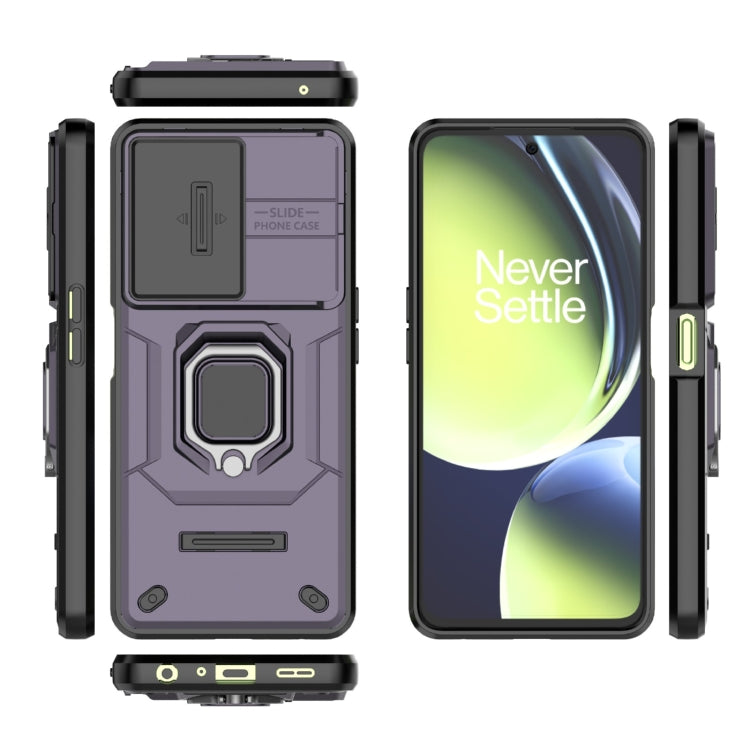 For OnePlus Nord CE 3 Lite 5G Sliding Camshield TPU + PC Shockproof Phone Case with Holder(Purple) - OnePlus Cases by PMC Jewellery | Online Shopping South Africa | PMC Jewellery | Buy Now Pay Later Mobicred