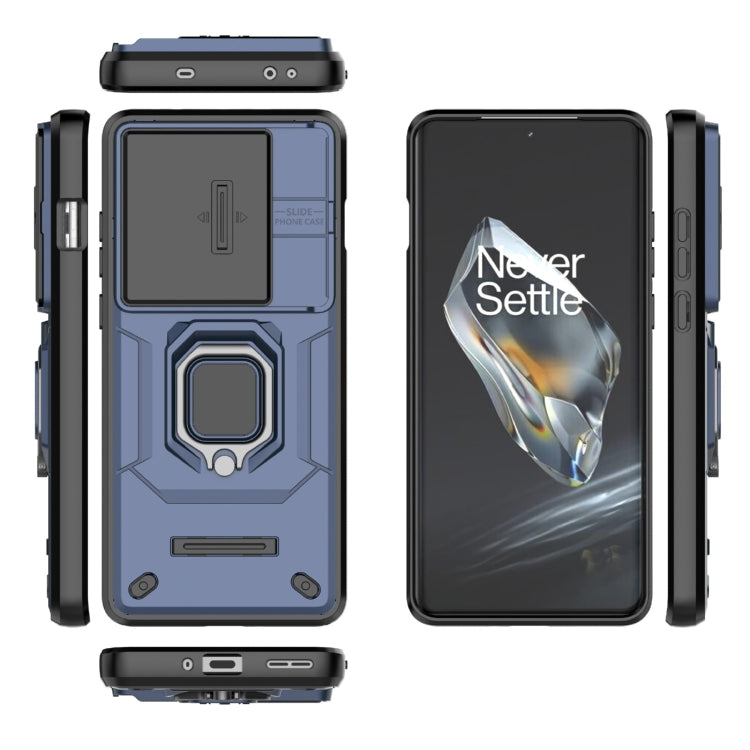 For OnePlus 12 5G Sliding Camshield TPU + PC Shockproof Phone Case with Holder(Blue) - OnePlus Cases by PMC TechLife | Online Shopping South Africa | PMC TechLife