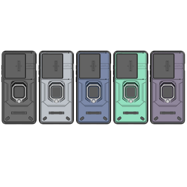 For OnePlus 12 5G Sliding Camshield TPU + PC Shockproof Phone Case with Holder(Blue) - OnePlus Cases by PMC TechLife | Online Shopping South Africa | PMC TechLife
