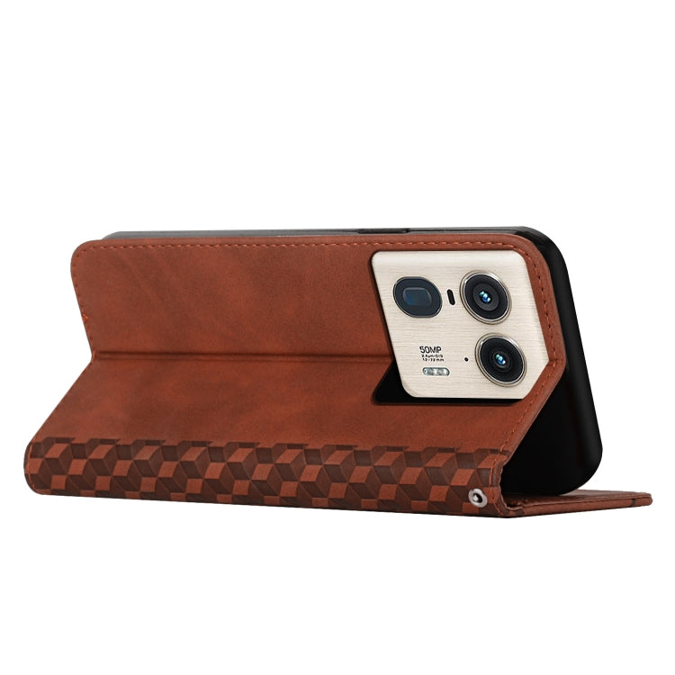 For Motorola Edge 50 Ultra Diamond Splicing Skin Feel Magnetic Leather Phone Case(Brown) - Motorola Cases by PMC Jewellery | Online Shopping South Africa | PMC Jewellery | Buy Now Pay Later Mobicred