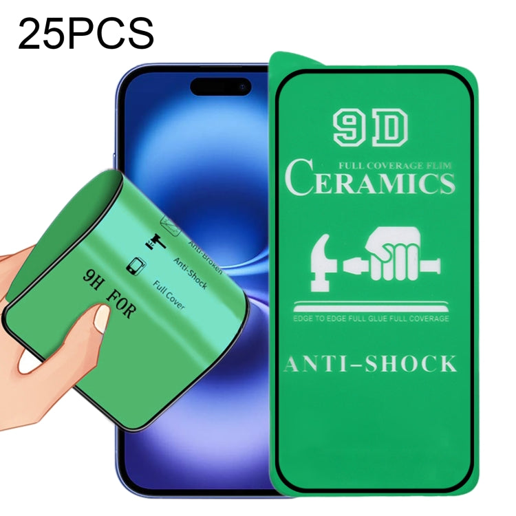 For iPhone 16 25pcs 9D Full Screen Full Glue Ceramic Film - iPhone 16 Tempered Glass by PMC Jewellery | Online Shopping South Africa | PMC Jewellery | Buy Now Pay Later Mobicred