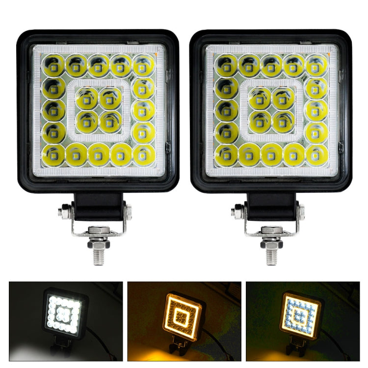 E10 1 Pair 4 inch Square Double Circle Angel Eye Work Light(Black) - Work Lights by PMC Jewellery | Online Shopping South Africa | PMC Jewellery | Buy Now Pay Later Mobicred