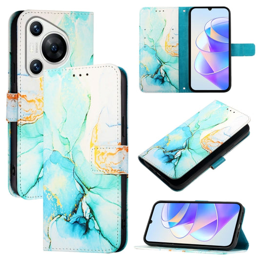 For Huawei Pura 70 PT003 Marble Pattern Flip Leather Phone Case(LS003 Green) - Huawei Cases by PMC Jewellery | Online Shopping South Africa | PMC Jewellery | Buy Now Pay Later Mobicred