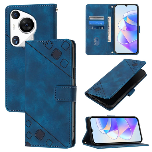 For Huawei Pura 70 Pro Skin Feel Embossed Leather Phone Case(Blue) - Huawei Cases by PMC Jewellery | Online Shopping South Africa | PMC Jewellery | Buy Now Pay Later Mobicred