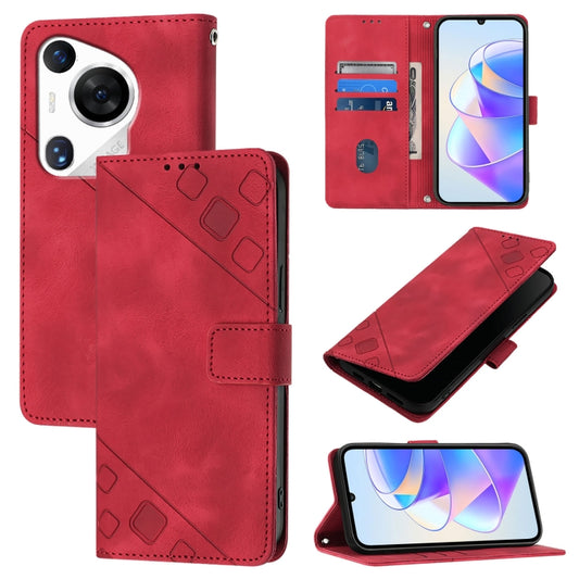 For Huawei Pura 70 Pro Skin Feel Embossed Leather Phone Case(Red) - Huawei Cases by PMC Jewellery | Online Shopping South Africa | PMC Jewellery | Buy Now Pay Later Mobicred