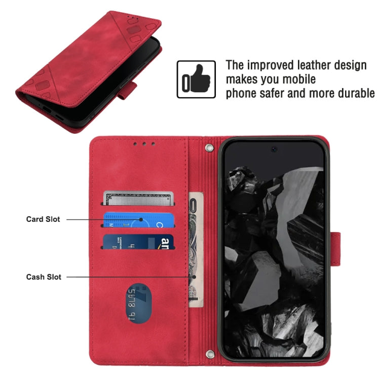 For Google Pixel 9 Pro XL Skin-feel Embossed Leather Phone Case(Red) - free shipping - PMC TechLife - Order now!