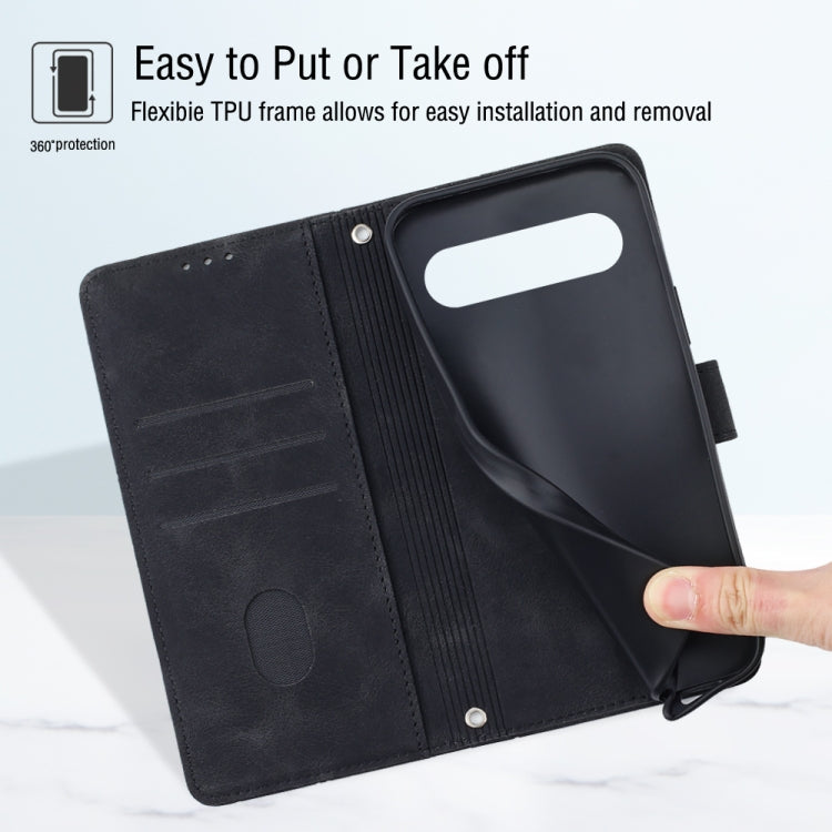 For Google Pixel 9 Pro XL Skin-feel Embossed Leather Phone Case(Black) - Google Cases by PMC TechLife | Online Shopping South Africa | PMC TechLife | Buy Now Pay Later Mobicred