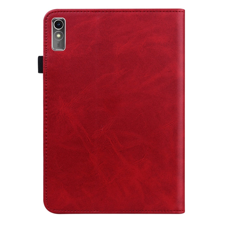 For Lenovo Xiaoxin Pad Pro 12.7 Solid Color Stripe Embossed Leather Tablet Case(Red) - Lenovo by PMC TechLife | Online Shopping South Africa | PMC TechLife | Buy Now Pay Later Mobicred