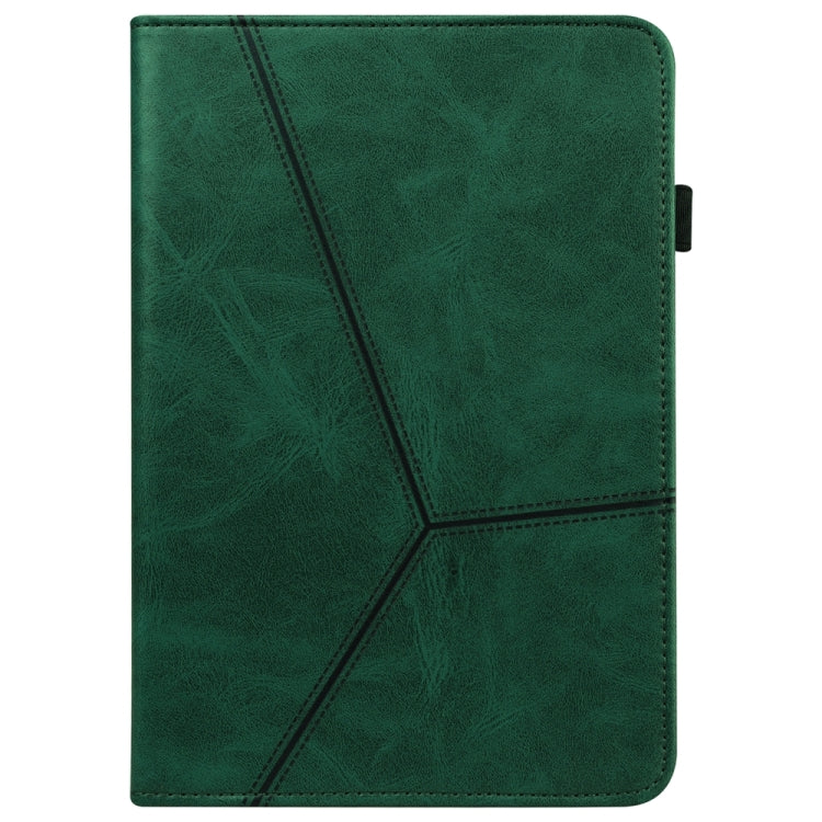 For Samsung Galaxy Tab S9+ / S9 FE+ Solid Color Stripe Embossed Leather Tablet Case(Green) - Galaxy Tab S9 FE+ by PMC Jewellery | Online Shopping South Africa | PMC Jewellery | Buy Now Pay Later Mobicred