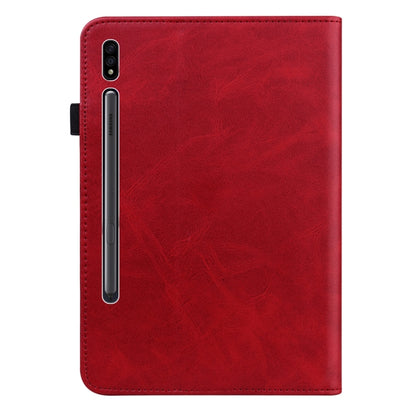 For Samsung Galaxy Tab S9+ / S9 FE+ Solid Color Stripe Embossed Leather Tablet Case(Red) - Galaxy Tab S9 FE+ by PMC Jewellery | Online Shopping South Africa | PMC Jewellery | Buy Now Pay Later Mobicred