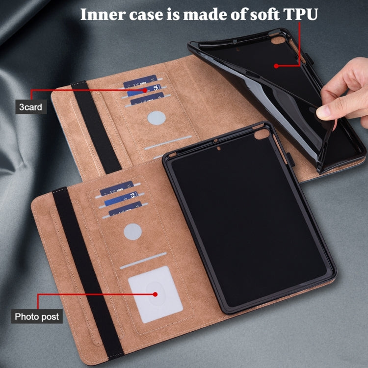 For Samsung Galaxy Tab S9+ / S9 FE+ Solid Color Stripe Embossed Leather Tablet Case(Blue) - Galaxy Tab S9 FE+ by PMC TechLife | Online Shopping South Africa | PMC TechLife | Buy Now Pay Later Mobicred