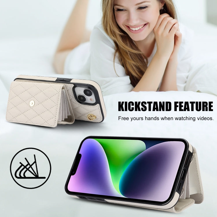 For iPhone 13 mini Crossbody Rhombic Horizontal Wallet Leather Phone Case(White) - iPhone 13 mini Cases by PMC TechLife | Online Shopping South Africa | PMC TechLife