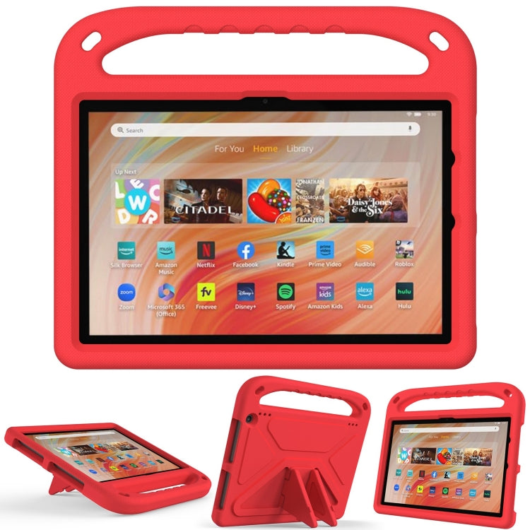 For Amazon Kindle Fire HD 10 2023 Handle EVA Shockproof Tablet Case with Holder(Red) - Amazon by PMC TechLife | Online Shopping South Africa | PMC TechLife | Buy Now Pay Later Mobicred