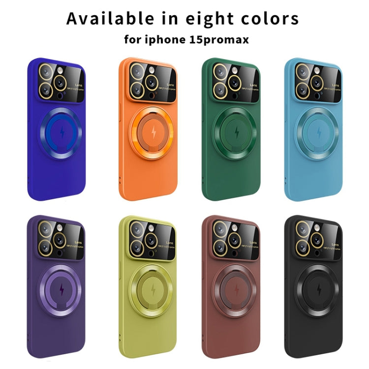 For iPhone 12 Large Window MagSafe Magnetic Holder Phone Case(Klein Blue) - iPhone 12 / 12 Pro Cases by PMC TechLife | Online Shopping South Africa | PMC TechLife