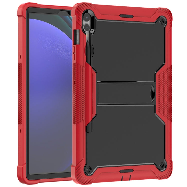 For Samsung Galaxy Tab S9+ Shockproof Silicone Hybrid PC Tablet Case with Holder(Black + Red) - Galaxy Tab S9+ Cases by PMC Jewellery | Online Shopping South Africa | PMC Jewellery | Buy Now Pay Later Mobicred