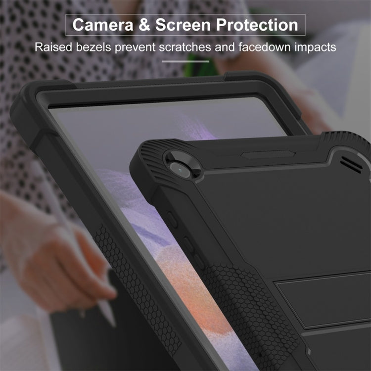 For Samsung Galaxy Tab A9 Shockproof Silicone Hybrid PC Tablet Case with Holder(Black) - Galaxy Tab A9 by PMC Jewellery | Online Shopping South Africa | PMC Jewellery