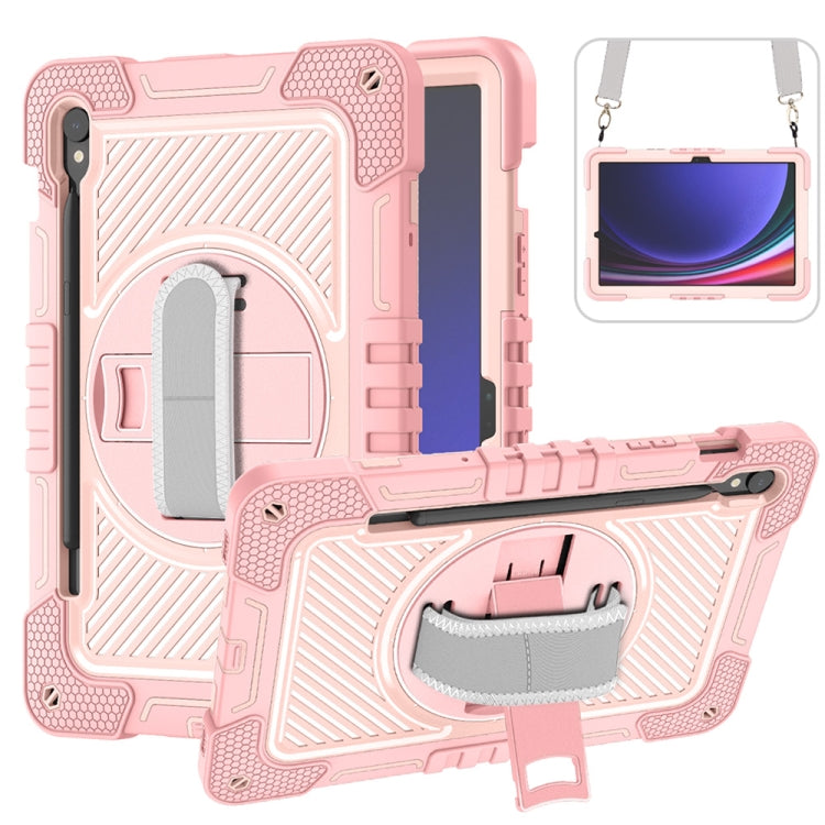 For Samsung Galaxy Tab S9 360 Degree Rotation PC Contrast Silicone Tablet Case(Rose Gold) - free shipping - PMC Jewellery - Order now!