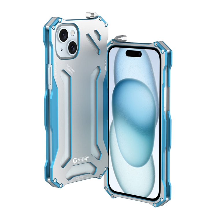 For iPhone 15 Plus R-JUST RJ17 Shockproof Armor Metal Phone Case(Blue) - iPhone 15 Plus Cases by R-JUST | Online Shopping South Africa | PMC Jewellery