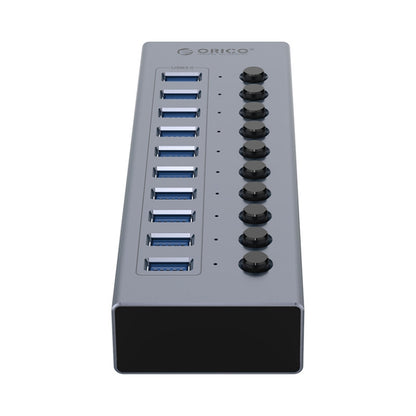 ORICO BT2U3-10AB-GY-BP 10 Ports USB 3.0 HUB with Individual Switches(UK Plug) - USB 3.0 HUB by ORICO | Online Shopping South Africa | PMC Jewellery | Buy Now Pay Later Mobicred