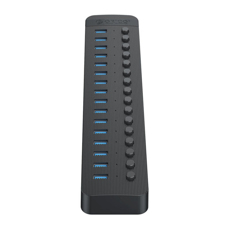 ORICO CT2U3-16AB Plastic Stripes 16 Ports USB 3.0 HUB with Individual Switches, Plug:UK Plug(Black) - USB 3.0 HUB by ORICO | Online Shopping South Africa | PMC Jewellery | Buy Now Pay Later Mobicred