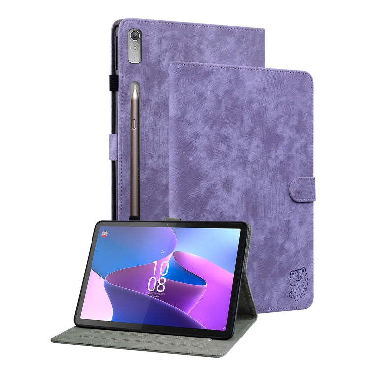 For Lenovo Tab P12 Tiger Pattern Flip Leather Tablet Case(Purple) - Lenovo by PMC TechLife | Online Shopping South Africa | PMC TechLife | Buy Now Pay Later Mobicred