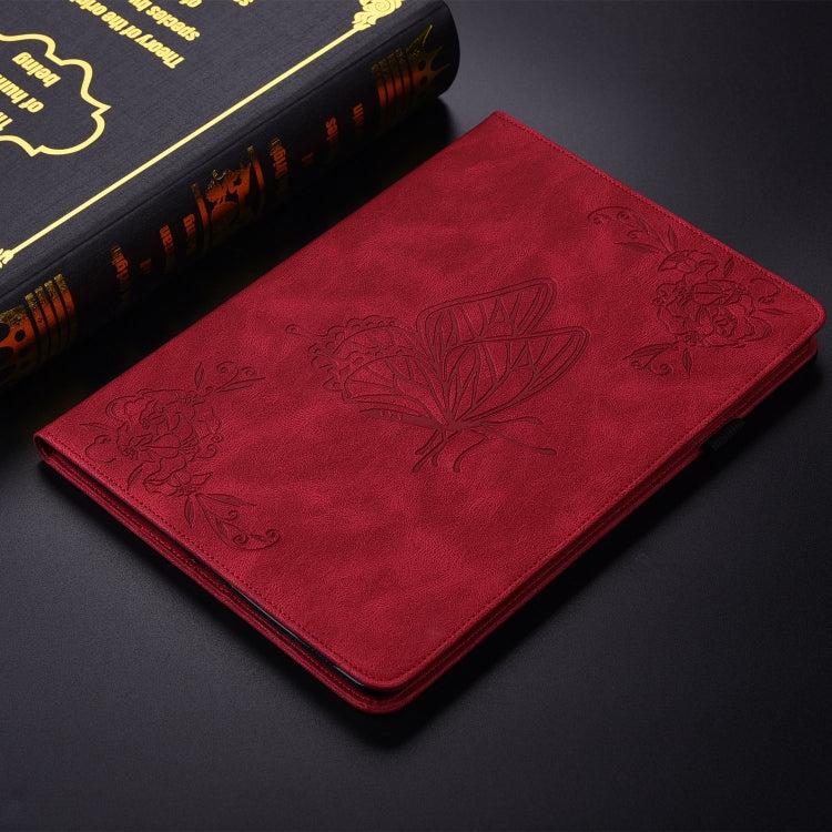 For Honor Pad 9 12.1 Butterfly Flower Embossed Leather Tablet Case(Red) - Honor by PMC TechLife | Online Shopping South Africa | PMC TechLife | Buy Now Pay Later Mobicred