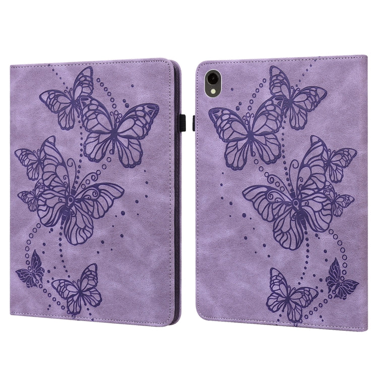 For Samsung Galaxy Tab S9 Embossed Butterfly Pattern Horizontal Flip Leather Tablet Case(Purple) - Galaxy Tab S9 Cases by PMC Jewellery | Online Shopping South Africa | PMC Jewellery | Buy Now Pay Later Mobicred