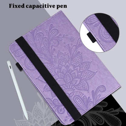 For Samsung Galaxy Tab S9 Lace Flower Embossing Pattern PU Tablet Case(Purple) - Galaxy Tab S9 Cases by PMC Jewellery | Online Shopping South Africa | PMC Jewellery | Buy Now Pay Later Mobicred