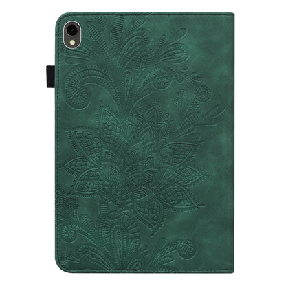 For Samsung Galaxy Tab S9 Lace Flower Embossing Pattern PU Tablet Case(Green) - Galaxy Tab S9 Cases by PMC Jewellery | Online Shopping South Africa | PMC Jewellery | Buy Now Pay Later Mobicred