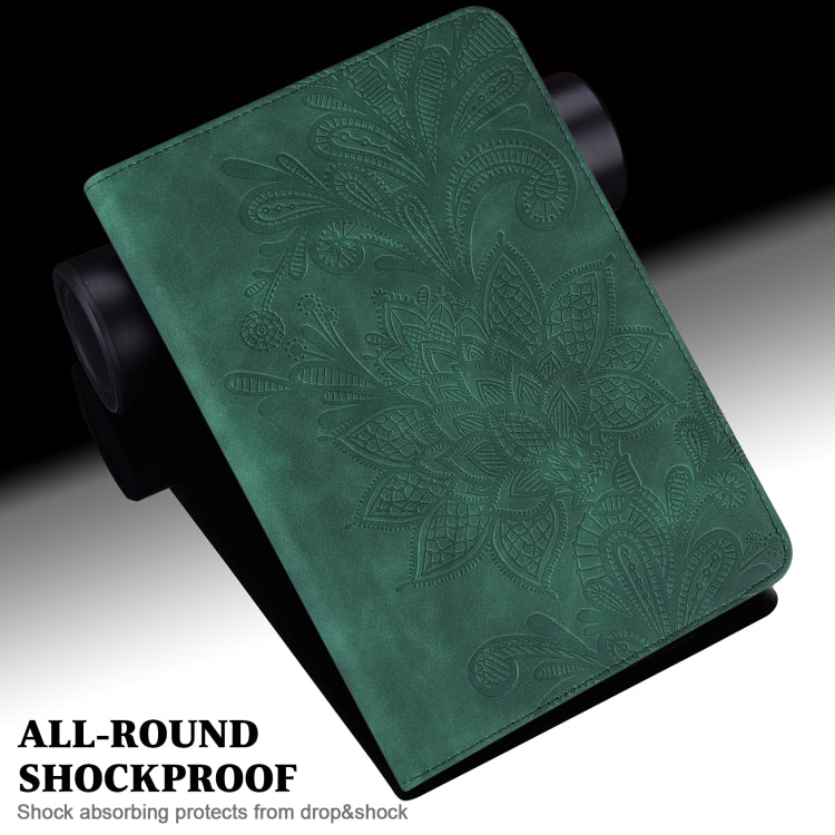 For Samsung Galaxy Tab S9 Lace Flower Embossing Pattern PU Tablet Case(Green) - Galaxy Tab S9 Cases by PMC Jewellery | Online Shopping South Africa | PMC Jewellery | Buy Now Pay Later Mobicred