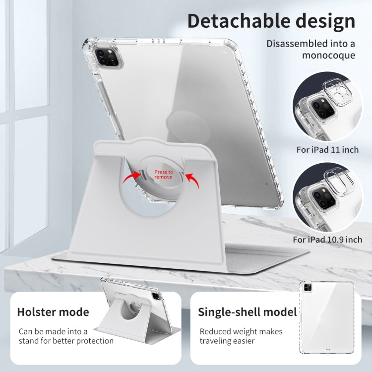 For iPad Pro 11 2024 360 Rotation Detachable Clear Acrylic Leather Tablet Case(Grey) - iPad Pro 11 2024 Cases by PMC TechLife | Online Shopping South Africa | PMC TechLife | Buy Now Pay Later Mobicred