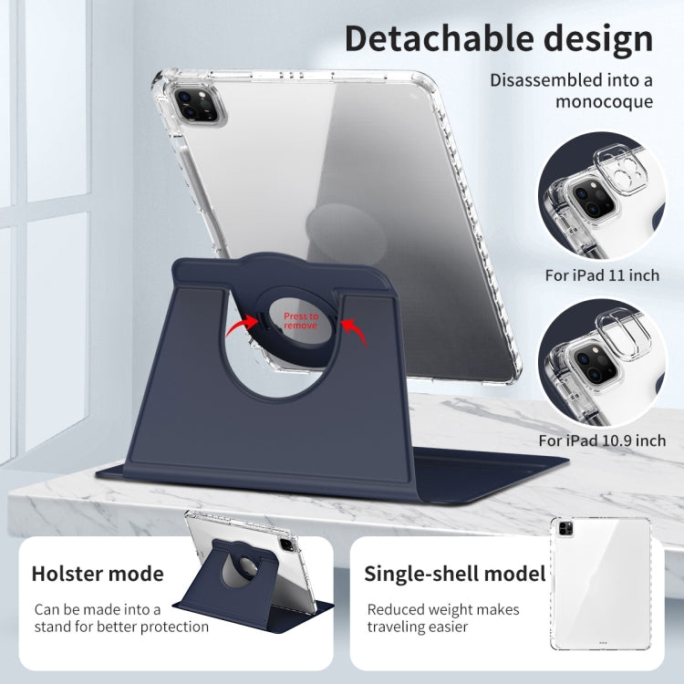 For iPad Pro 13 2024 360 Rotation Detachable Clear Acrylic Leather Tablet Case(Dark Blue) - iPad Pro 13 2024 Cases by PMC TechLife | Online Shopping South Africa | PMC TechLife | Buy Now Pay Later Mobicred